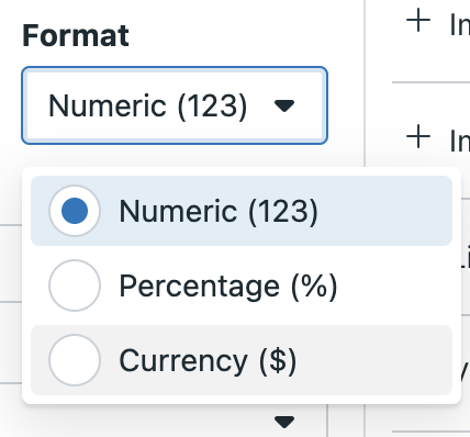 display format metric
